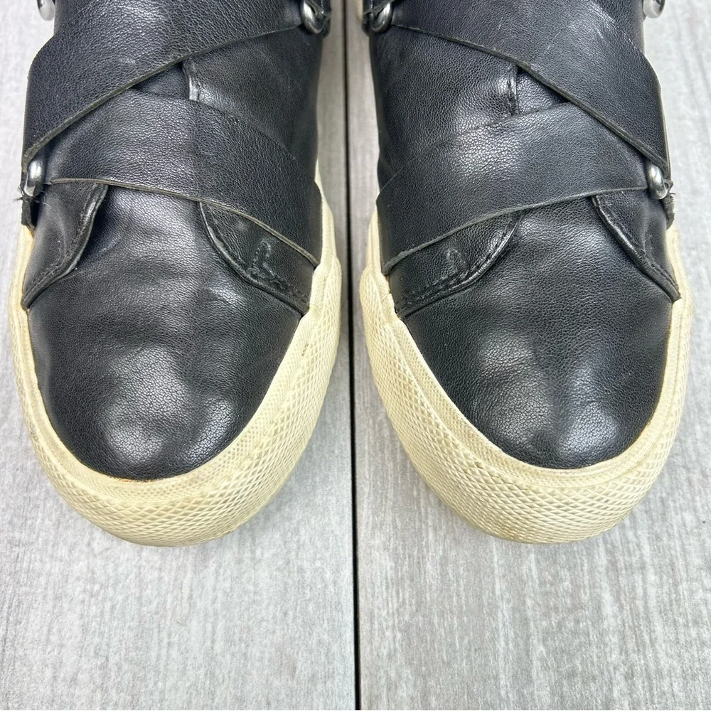 Frye Gia Low Moto Buckle Harness Black Leather Sneaker Shoes Women’s Size 8 - Picture 7 of 11